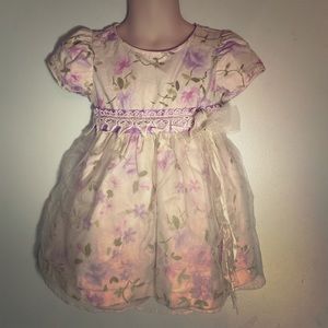VINTAGE FLORAL GIRLS DRESS PURPLE AND WHITE 2T